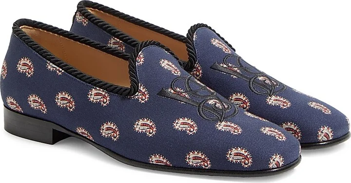 Men's Les Alcôvettes Loafers in Voyage Imaginaire Canvas Fabric - Blue - Size 9 - Image 2