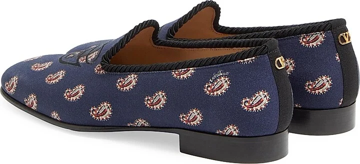 Men's Les Alcôvettes Loafers in Voyage Imaginaire Canvas Fabric - Blue - Size 9 - Image 3