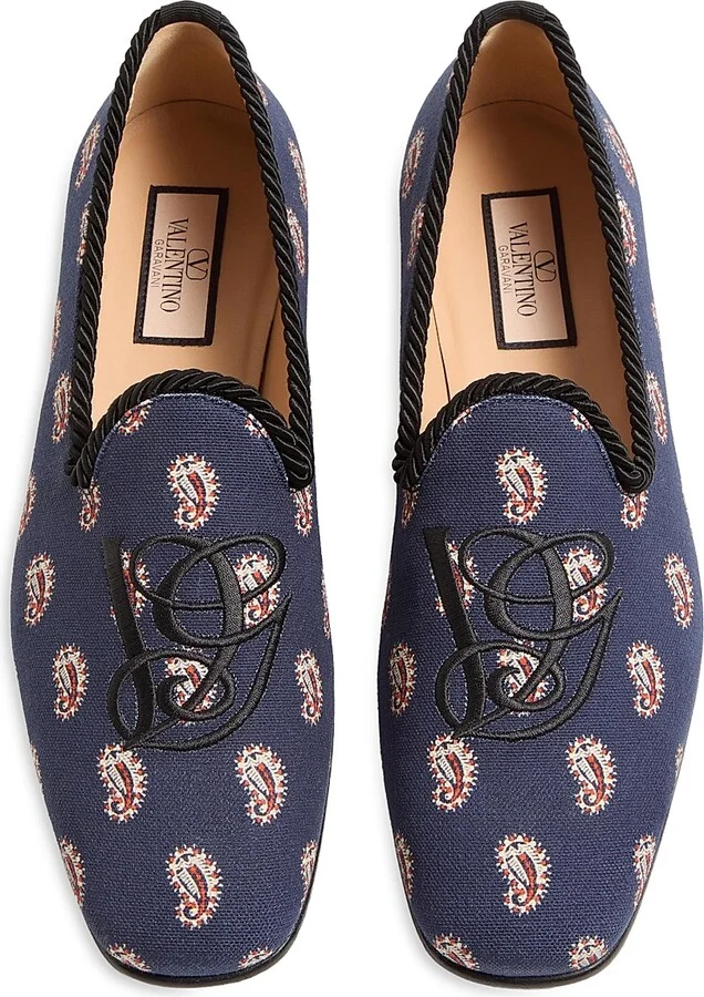 Men's Les Alcôvettes Loafers in Voyage Imaginaire Canvas Fabric - Blue - Size 9 - Image 4