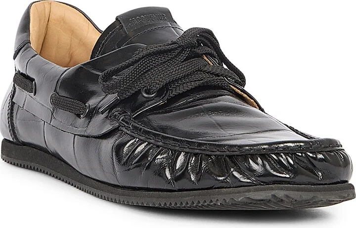 Men's Les Batto Crocodile-Embossed Leather Loafers - Black - Size 7 - Image 2