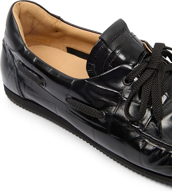 Men's Les Batto Crocodile-Embossed Leather Loafers - Black - Size 7 - Image 5
