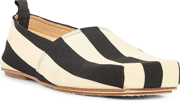 Men's Les Espadrilles Striped Canvas Loafers - Beige Black - Size 7 - Image 2