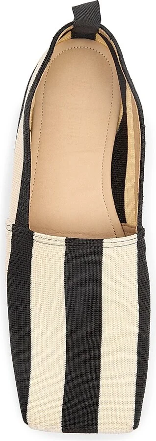 Men's Les Espadrilles Striped Canvas Loafers - Beige Black - Size 7 - Image 4
