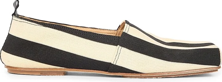 Men's Les Espadrilles Striped Canvas Loafers - Beige Black - Size 7