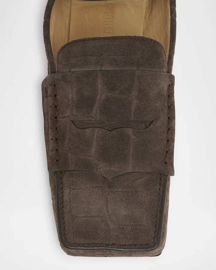Men's Les Mocassins Carre Suede Penny Loafers - Image 4