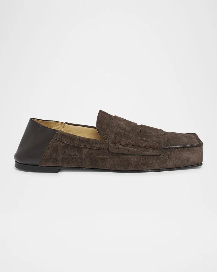 Men's Les Mocassins Carre Suede Penny Loafers