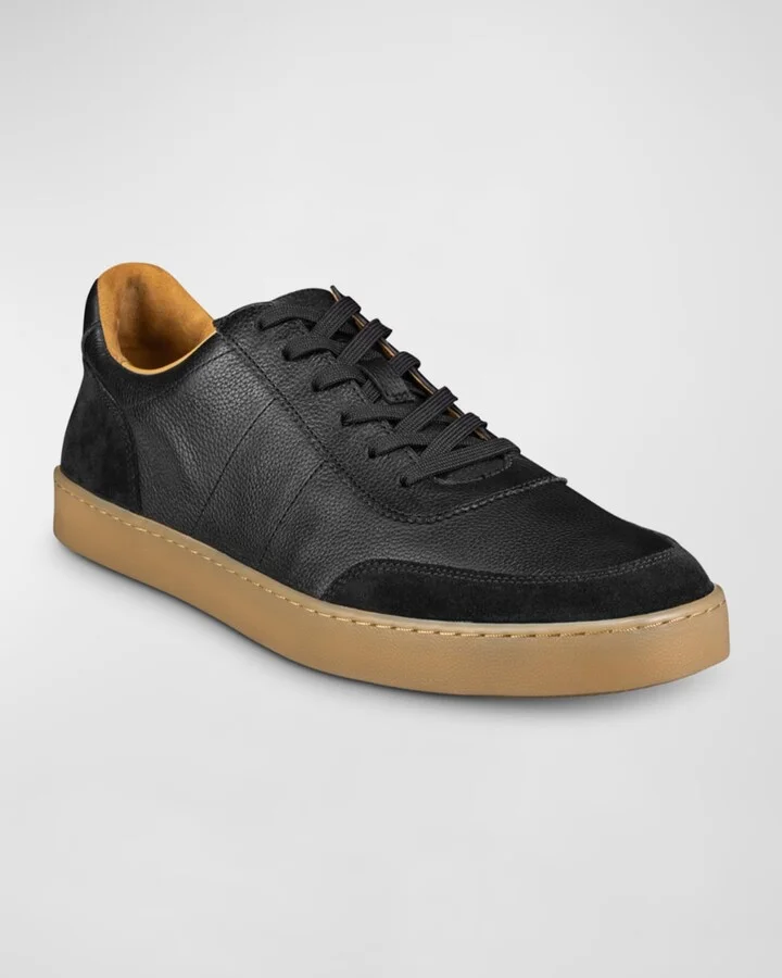 Men's Liam Grained Leather Low-Top Sneakers - Image 3