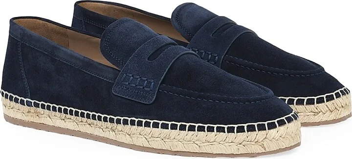 Men's Lido Suede Espadrille Penny Loafers - Dark Blue - Size 8 - Image 2