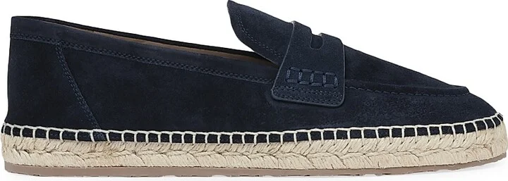 Men's Lido Suede Espadrille Penny Loafers - Dark Blue - Size 8