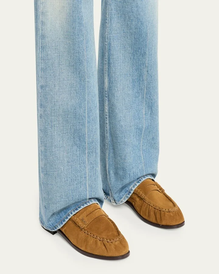 Men's Limited Edition Suede YSL Penny Loafers - Image 4