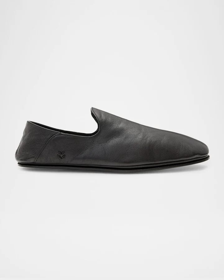 Men's Lodge Shearling-Lined Leather Moccasins