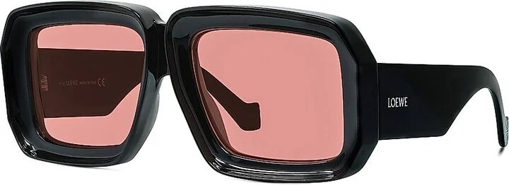 Men's LOEWE x Paula's Ibiza 56MM Oversized Square Sunglasses - Shiny Black Rose