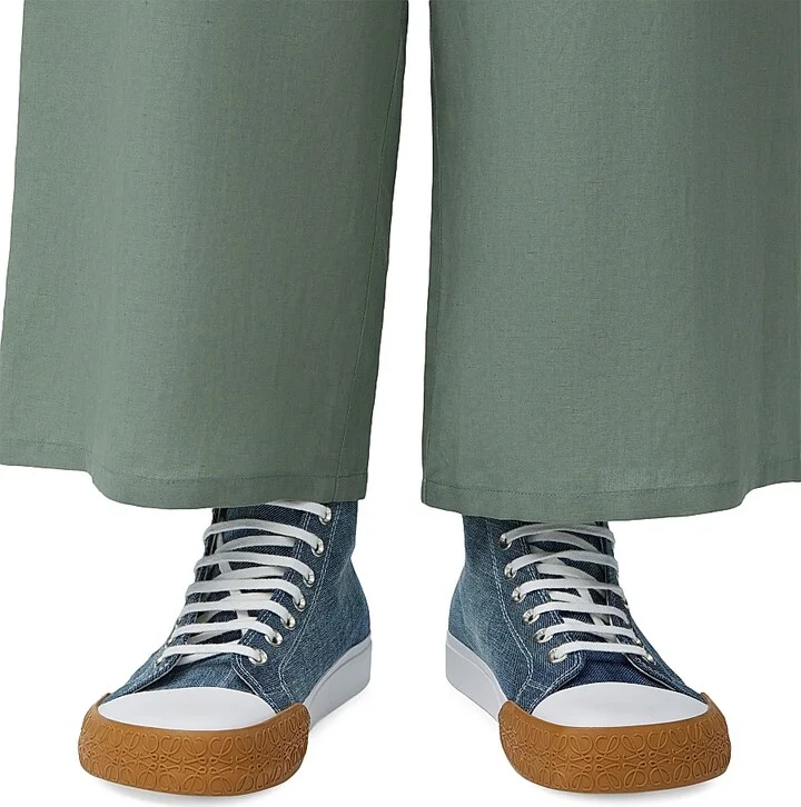Men's LOEWE x Paula's Ibiza Bloc Denim High Top Sneakers - Washed Denim - Size 8 - Image 5