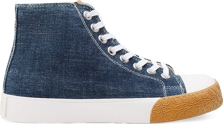Men's LOEWE x Paula's Ibiza Bloc Denim High Top Sneakers - Washed Denim - Size 8