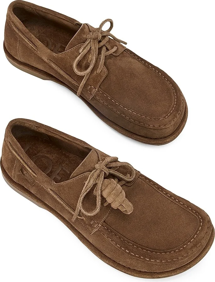 Men's LOEWE x Paula's Ibiza Campo Suede Boat Shoes - Brown - Size 8 - Image 3