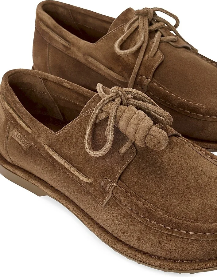 Men's LOEWE x Paula's Ibiza Campo Suede Boat Shoes - Brown - Size 8 - Image 4