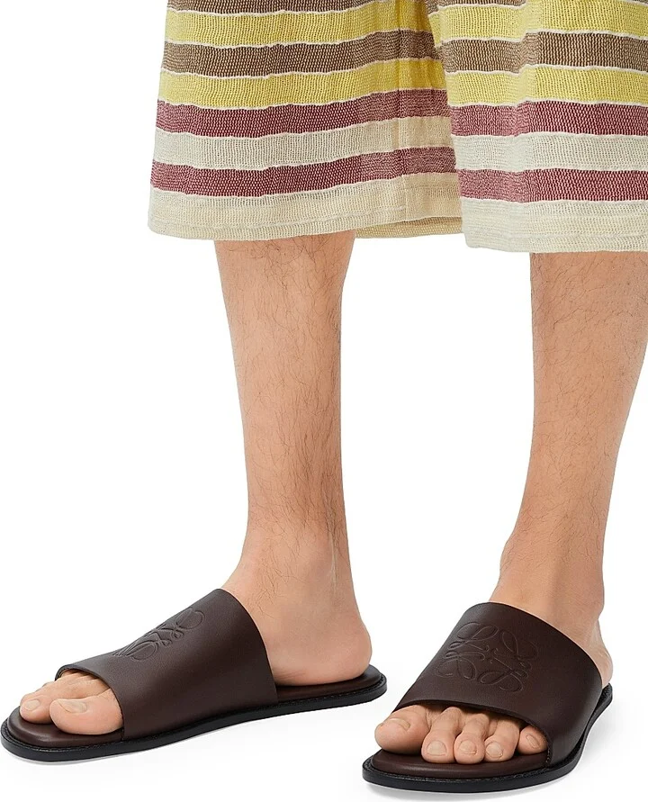 Men's LOEWE x Paula's Ibiza Flex Anagram Leather Slide Sandals - Oxblood - Size 7 - Image 5