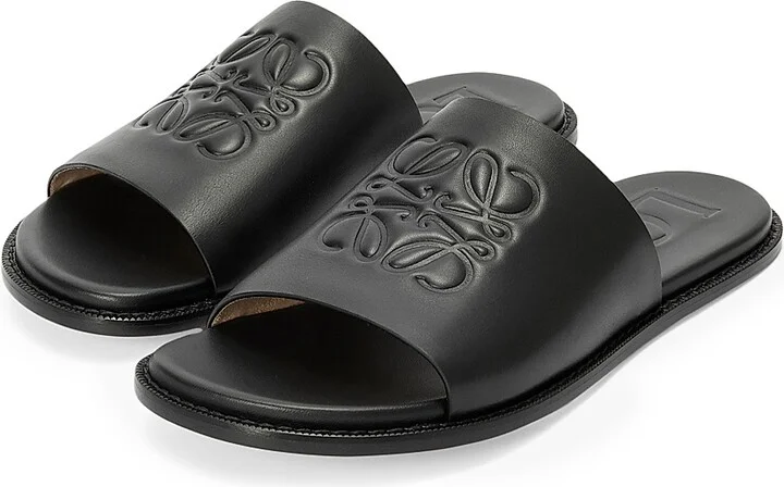 Men's LOEWE x Paula's Ibiza Flex Anagram Leather Slide Sandals - Oxblood - Size 7 - Image 6