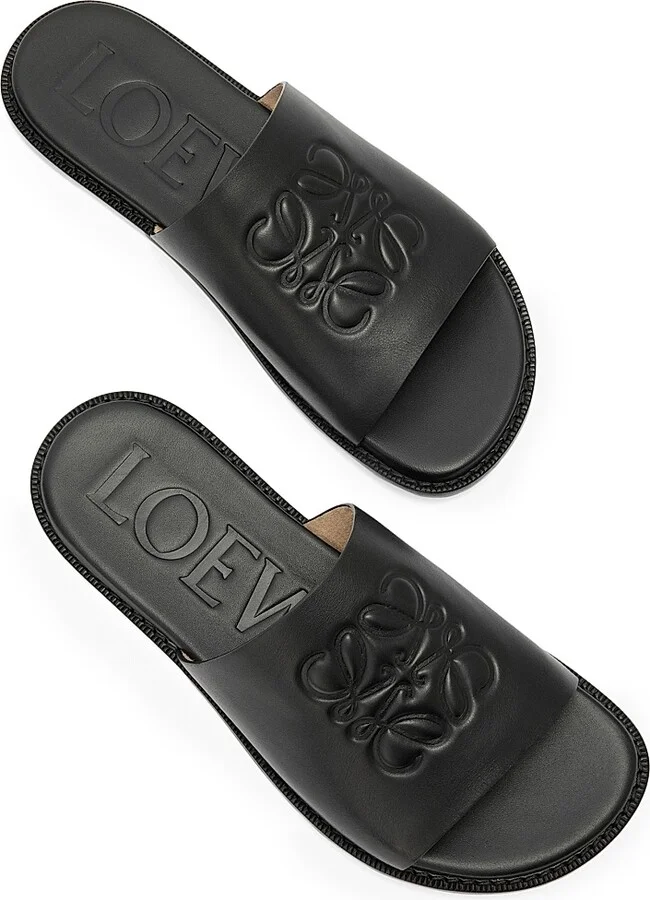 Men's LOEWE x Paula's Ibiza Flex Anagram Leather Slide Sandals - Oxblood - Size 7 - Image 7