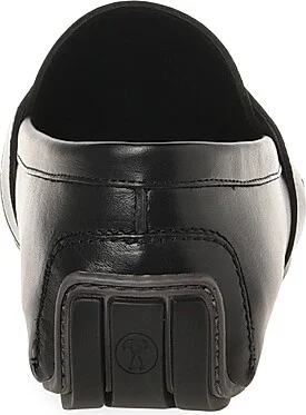 Men's Logo-Accented Leather Driving Loafers - Black - Size 7 - Image 4