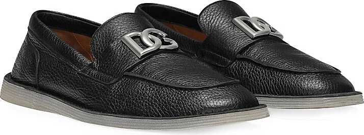 Men's Logo-Accented Leather Loafers - Black - Size 7 - Image 2