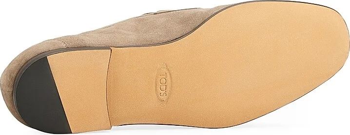 Men's Logo-Detailed Suede Loafers - Creta Chiaro - Size 6 - Image 4