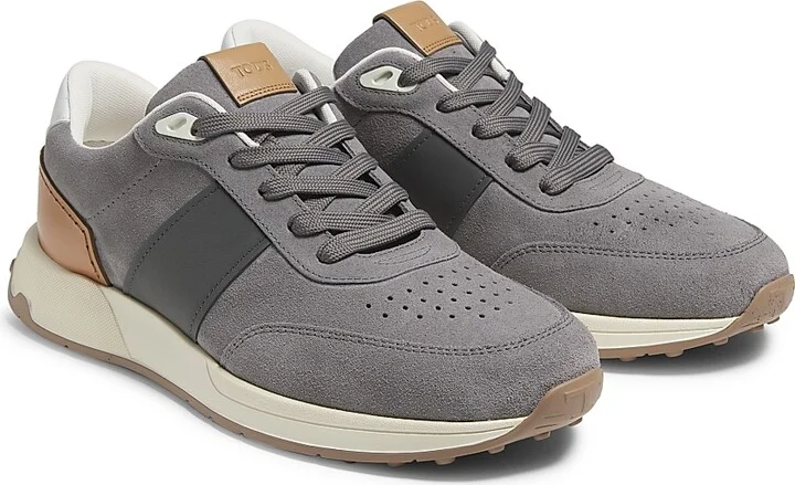 Men's Logo-Embellished Leather Sneakers - Grey - Size 6.5 - Image 2