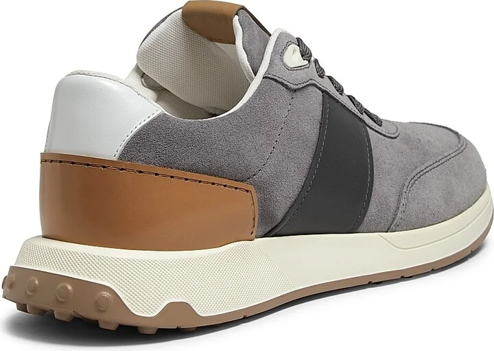 Men's Logo-Embellished Leather Sneakers - Grey - Size 6.5 - Image 3