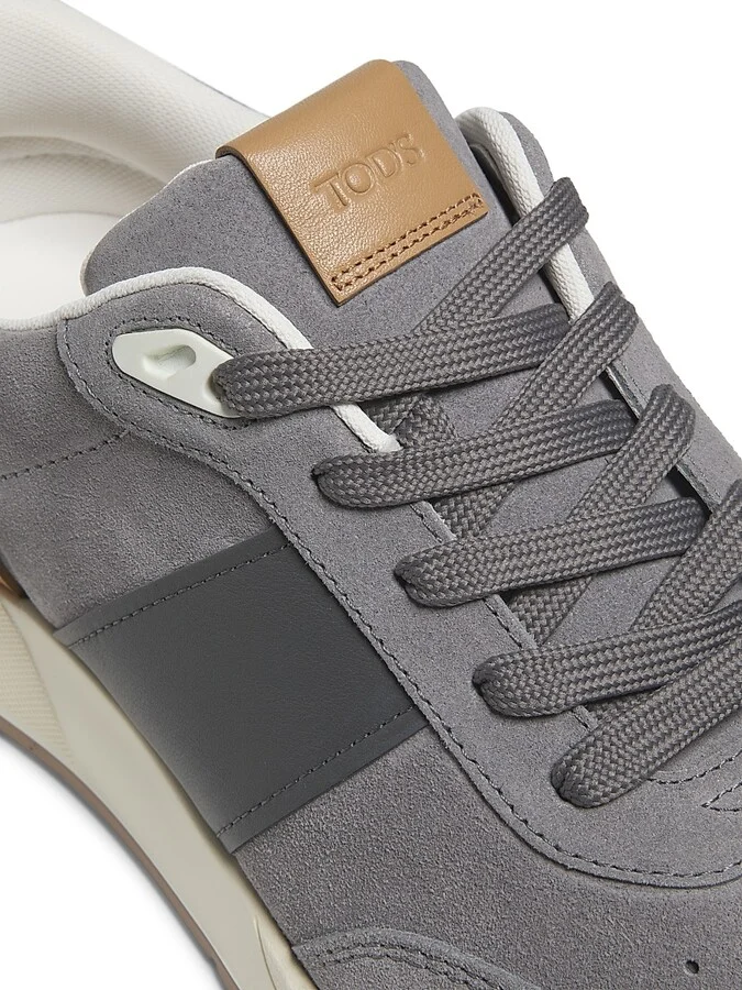 Men's Logo-Embellished Leather Sneakers - Grey - Size 6.5 - Image 5