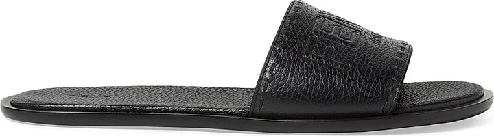 Men's Logo-Embossed Leather Slide Sandals - Nero - Size 10
