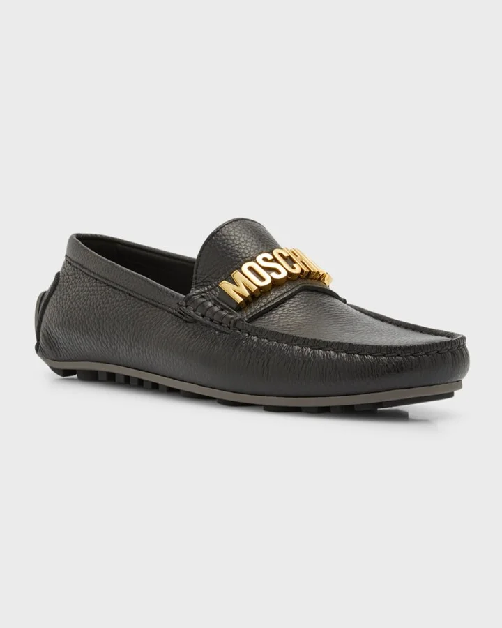 Men's Logo Leather Drivers - Image 2