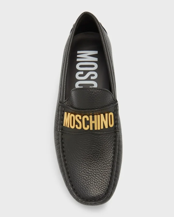 Men's Logo Leather Drivers - Image 3