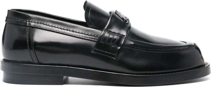 Men's Logo-Plaque Leather Loafers