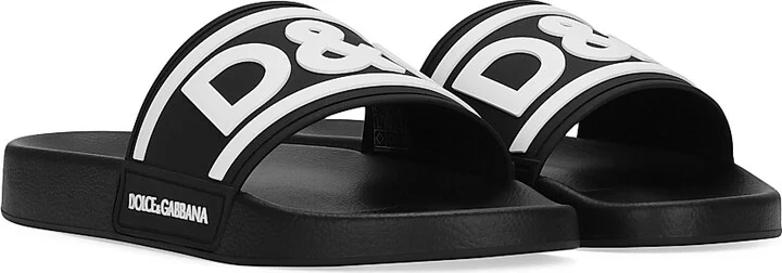 Men's Logo Slide Sandals - Black White - Size 6 - Image 2