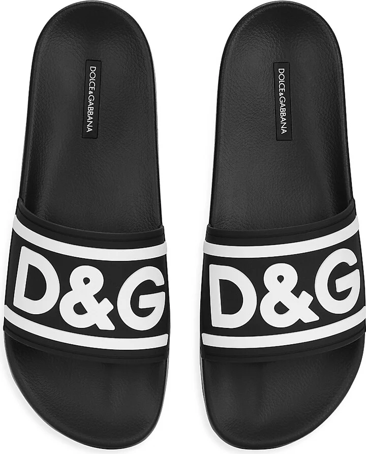 Men's Logo Slide Sandals - Black White - Size 6 - Image 4