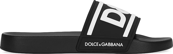 Men's Logo Slide Sandals - Black White - Size 6