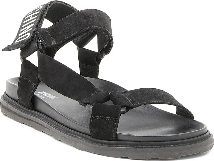 Men's Logo Sporty Leather Sandals - Black - Size 7 - Image 2