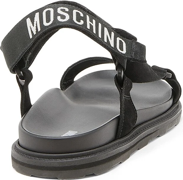 Men's Logo Sporty Leather Sandals - Black - Size 7 - Image 3