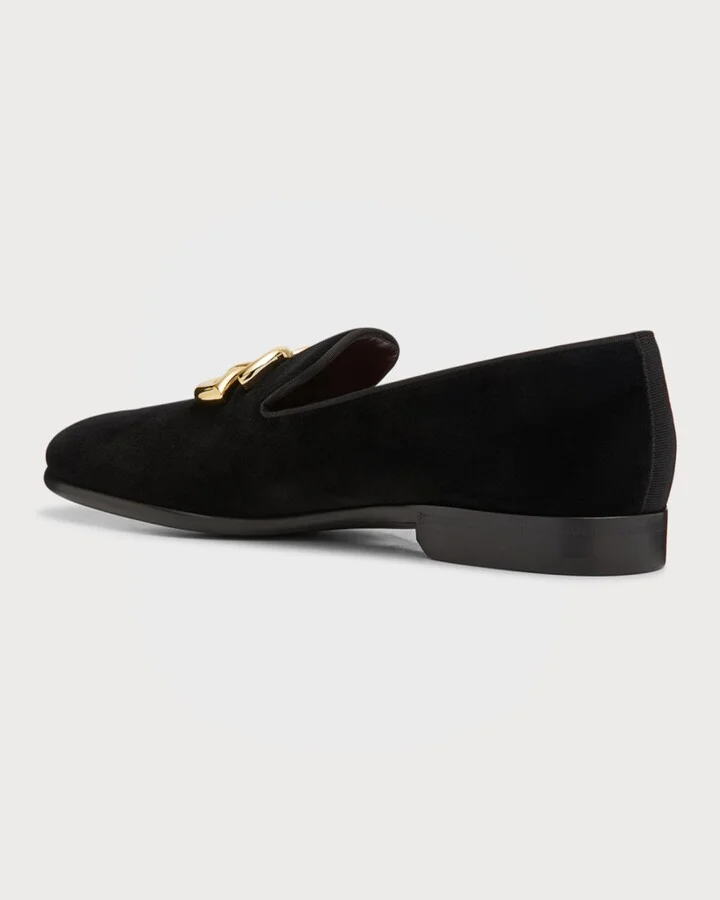 Men's Logo Velvet Dress Loafers - Image 2