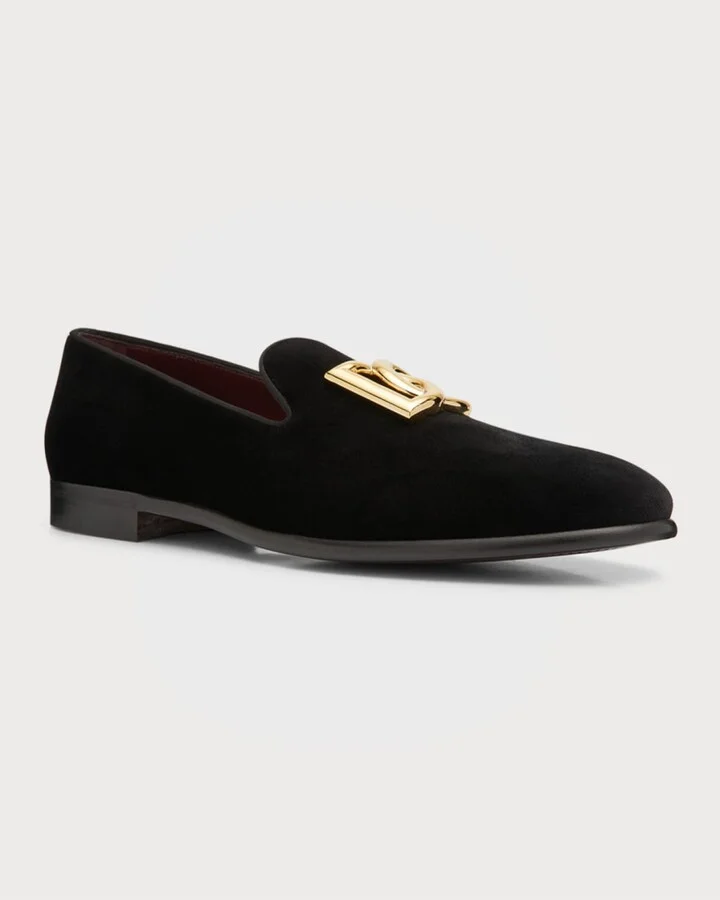 Men's Logo Velvet Dress Loafers - Image 3