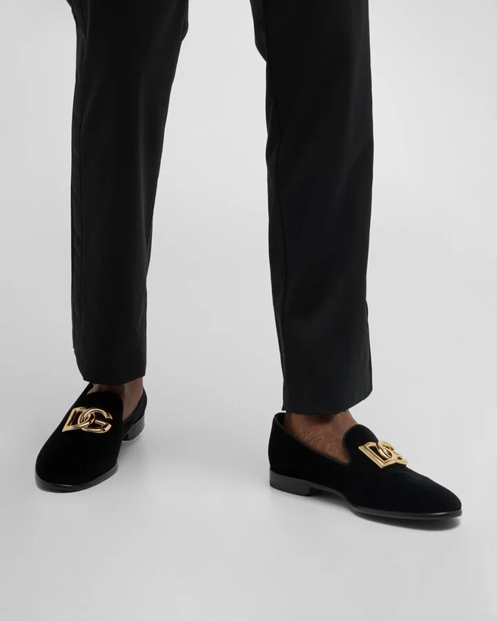 Men's Logo Velvet Dress Loafers - Image 5