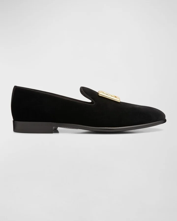 Men's Logo Velvet Dress Loafers