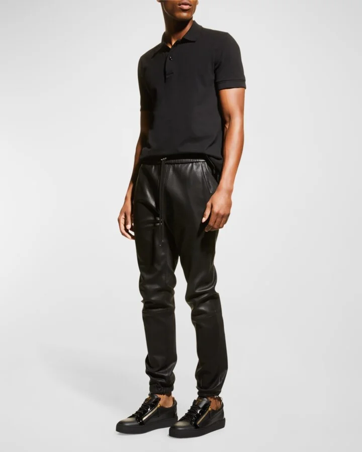 Men's London Double-Zip Leather Low-Top Sneakers - Image 2