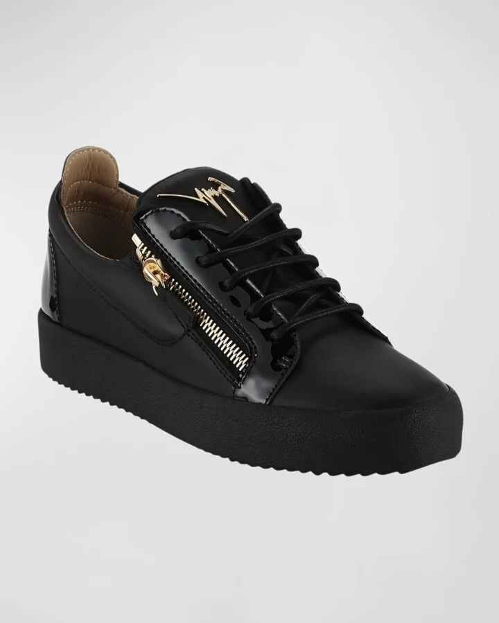 Men's London Double-Zip Leather Low-Top Sneakers - Image 11