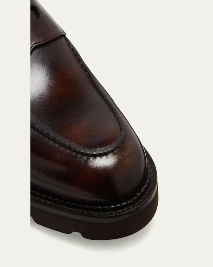 Men's Lopez Apron-Toe Leather Penny Loafers - Image 2