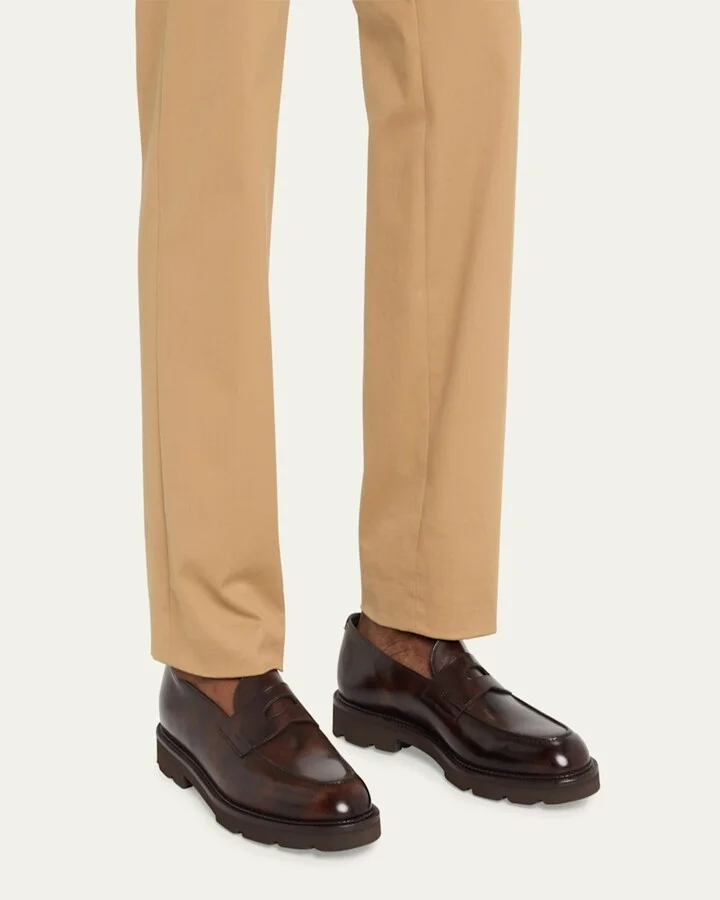 Men's Lopez Apron-Toe Leather Penny Loafers - Image 4