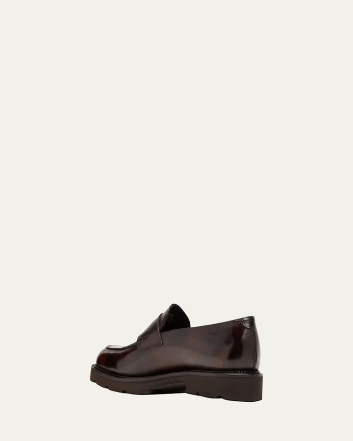 Men's Lopez Apron-Toe Leather Penny Loafers - Image 5