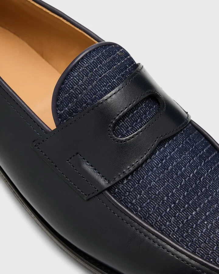 Men's Lopez Denim and Leather Penny Loafers - Image 2