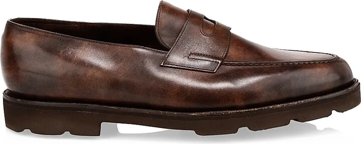 Men's Lopez Leather Loafers - Dark Brown - Size 9.5