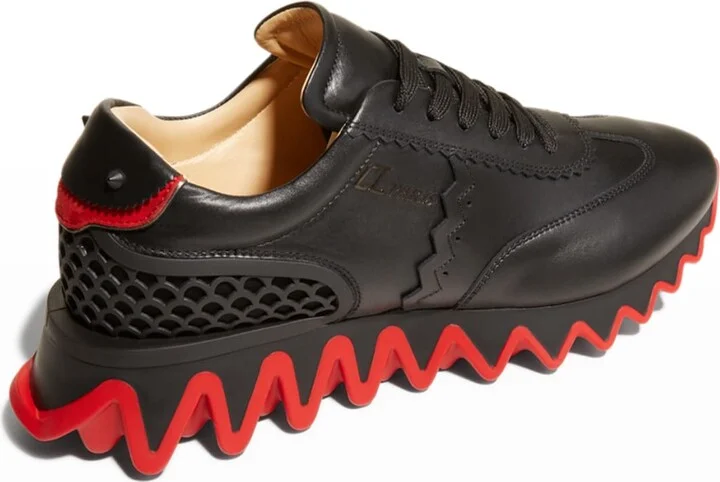Men's Loubishark Flat Leather Red-Sole Runner Sneakers - Image 2